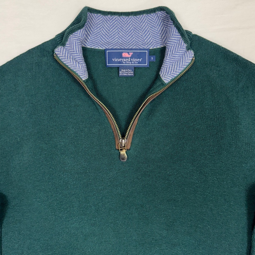 Vineyard Vines Boathouse 1/4 Zip Sweater Men’s Small Pima Cotton Alpaca Relaxed - Picture 3 of 7